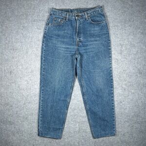 Vintage Levi's 521 denim jeans women 14 S Blue Tapered Fit Mom High Rise